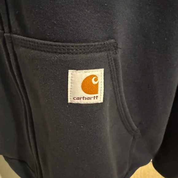 Carhartt Rain Defender Loose Fit Midweight Thermal-lined Full-Zip Hoodie Navy - Picture 6 of 7